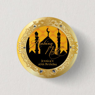 Gold Arabian Nights Party, 1 Inch Round Button
