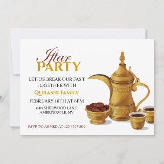 Gold Arabic Dallah Coffee & Dates Iftar Party Invitation