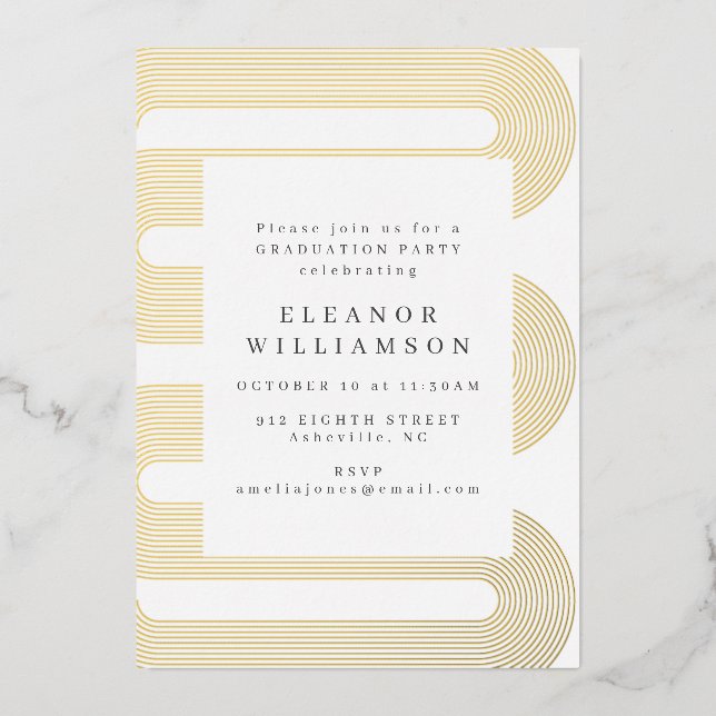Gold Arch Border Modern Graduation Party Elegant (Front)