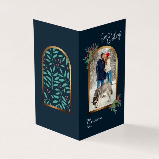 Gold Arch Custom Photo Seasons Greetings Christmas (Outside)