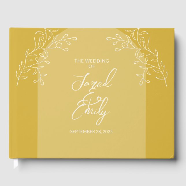 Gold Arch Floral Wedding  Guest Book (Front)