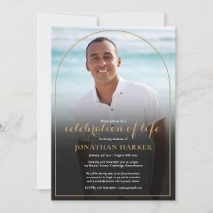 Gold Arch Funeral Photo Celebration of Life Invitation