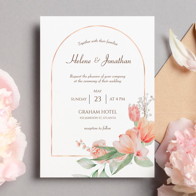 Gold Arch Watercolor Boho Wedding Invitation (Creator Uploaded)