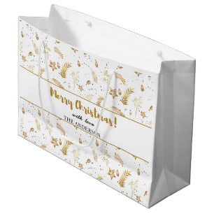 Gold Arch White Christmas Elegant Modern  Large Gift Bag