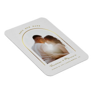 Gold Arched Frame Wedding Photo Save The Date Magnet