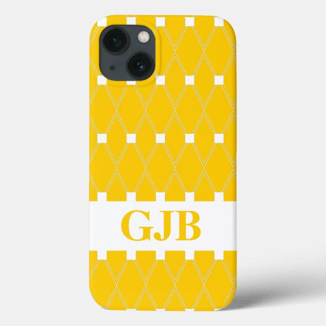 Gold Argyle Lattice with monogram Case-Mate iPhone Case (Back)