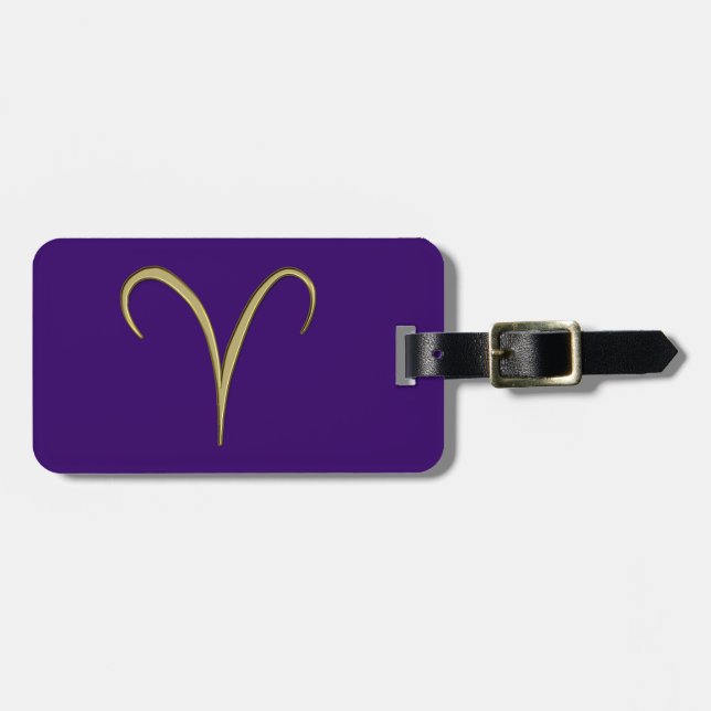 gold aries luggage tag (Front Horizontal)