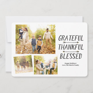 Gold Arrows Grateful Thankful Blessed 3 | Holiday Card