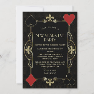 Gold Art Deco Black 1920s New Years Eve Party Invitation