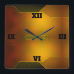 Gold Art Deco design in a Modern Style Square Wall Clock<br><div class="desc">You can add initials or a special message by hitting the customise button.</div>