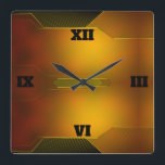 Gold Art Deco design in a Modern Style Square Wall Clock<br><div class="desc">You can add initials or a special message by hitting the customise button.</div>