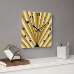 Gold Art Deco Design Square Wall Clock<br><div class="desc">This art deco design wall clock is a timekeeping device designed to hang on a wall, serving as both a functional tool and a decorative focal point for a room. Made from acrylic and features a pre-installed backside hanging slot for easy hanging and a non-ticking design. This wall clock can...</div>