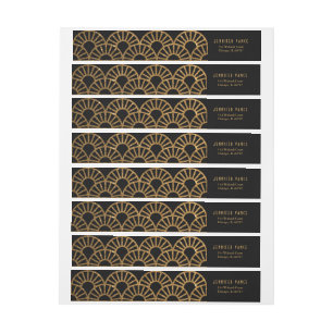 Gold Art Deco Fan Envelope Address Wrap Label