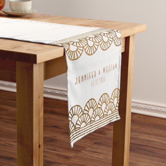Gold Art Deco Fan Gatsby Wedding Table Runner (In Situ)
