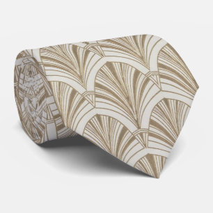 Gold Art Deco Fan Sunburst Geometric Tie