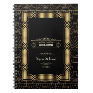 Gold Art Deco Gatsby 1920s Style Wedding Planner Notebook