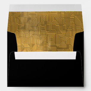 Gold Art Deco Geometric Pattern Decorative Lined Envelopes