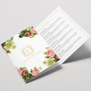 Gold Art Deco Monogram Vintage Florals Brochure