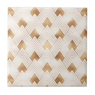 Gold Art Deco Pattern Ceramic Tile