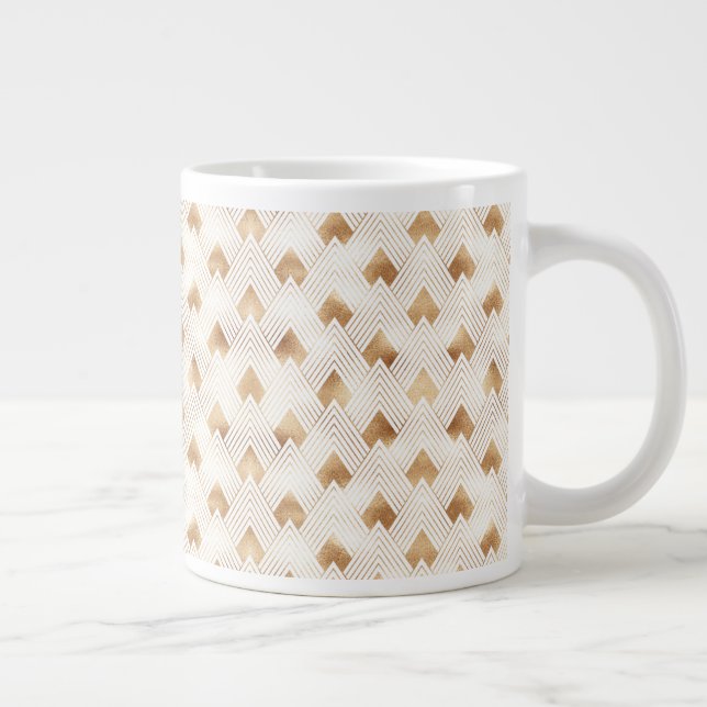 Gold Art Deco Pattern Large Coffee Mug (Right)