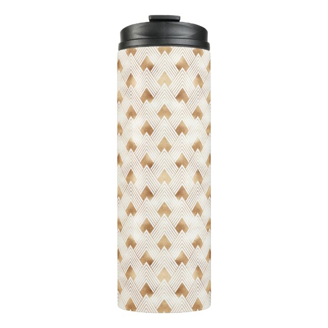 Gold Art Deco Pattern Thermal Tumbler (Front)