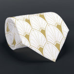 Gold Art Deco Pattern & White Background Tie<br><div class="desc">Elegant gold tones vintage Art Deco pattern over a white customisable background colour.</div>