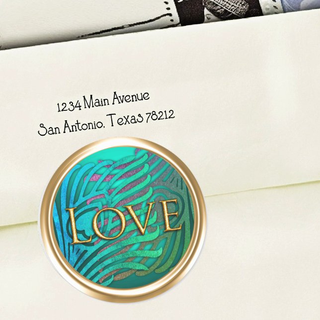 Gold Art Deco Peacock Envelope Seal Love (Creator Uploaded)