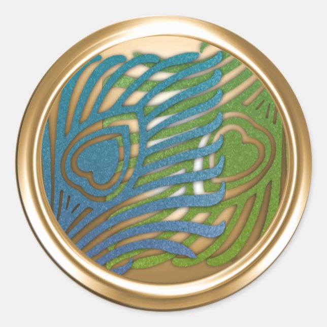 Gold Art Deco Peacock Envelope Seal Set 1104 (Front)