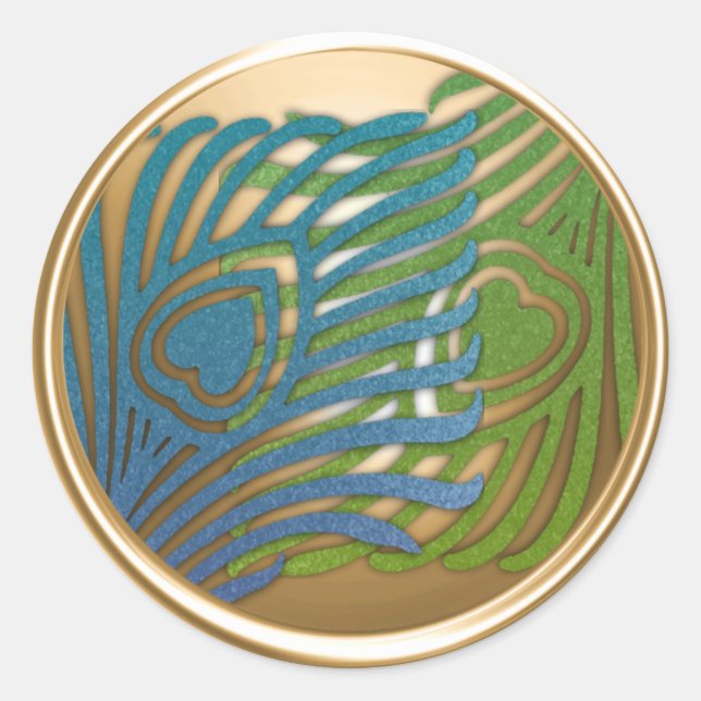 Gold Art Deco Peacock Envelope Seal Set 1104 (Front)