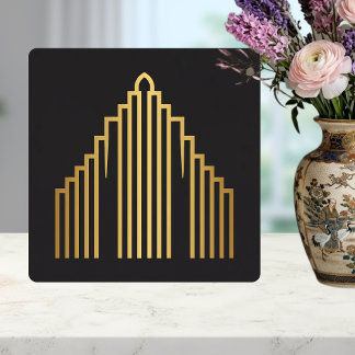 Gold Art Deco Skyscraper Silhouette Black Tile