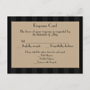 Gold Art Deco Stripe RSVP Postcard