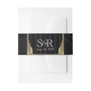 Gold Art Deco Stripe Wedding Belly Band Invitation Belly Band