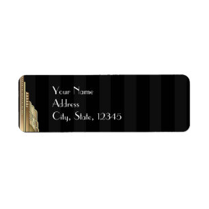 Gold Art Deco Stripe Wedding Label Return Address Label