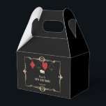 Gold Art Deco Vegas Casino Royale 50th Birthday   Favour Box<br><div class="desc">ANY AGE! Glam, Royal, Vintage card design Great Gatsby and Casino themed. It features a Great Gatsby, Roaring 1920's old Hollywood Art Deco style shape, royal faux gold freer-de-lis, vintage fonts, a pair of dice, as well, playing cards suits with a golden edges. Use Personalise tool to add your information....</div>