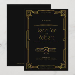 Gold Art Deco wedding frame Invite