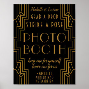 Gold Art Deco Wedding Sign Editable Photo Booth
