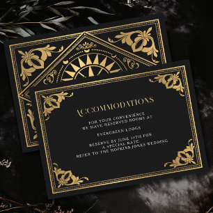 Gold Art Nouveau Gothic Wedding Accommodations Enclosure Card