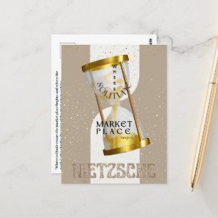 Gold Art Nouveau Introvert Philosophy quote Postcard