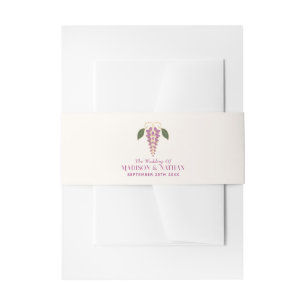 Gold Art Nouveau Pink Wisteria Wedding Invitation Belly Band