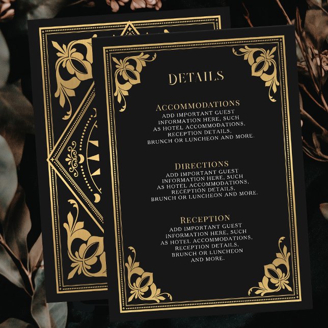 Gold Art Nouveau Tarot Gothic Wedding Details Enclosure Card (Creator Uploaded)