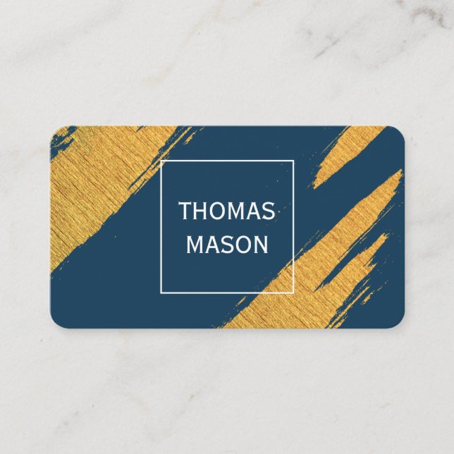 Gold Artistic Marks with White Box Business Card (Front)