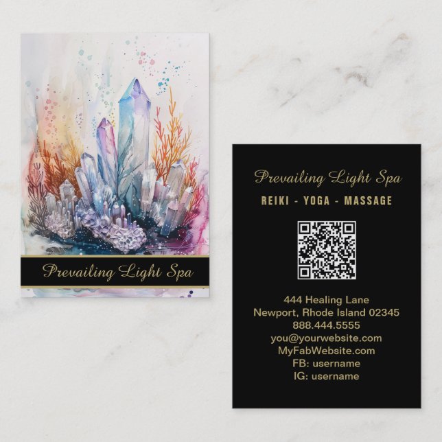 *~* Gold Artsy Rainbow Drip Crystals AP90 Business Card (Front/Back)