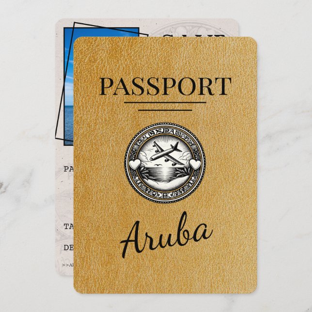 Gold Aruba Passport Save The Date (Front/Back)
