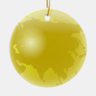 Gold Asia Globe Ceramic Ornament