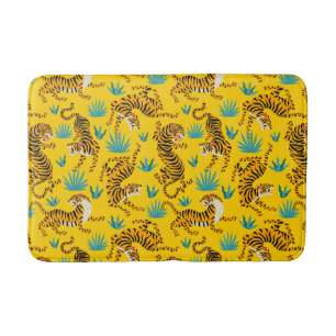 Gold Asian Tiger Pattern Bath Mat