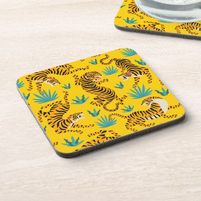 Gold Asian Tiger Pattern Coaster (Left Side)