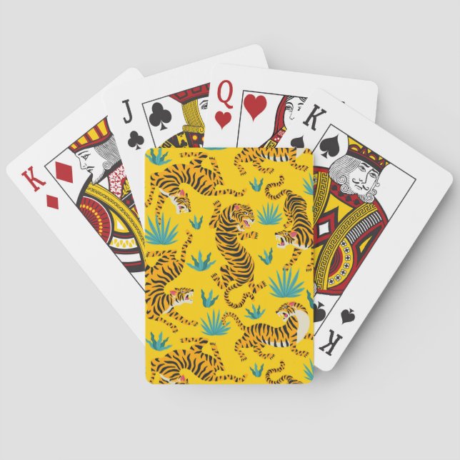 Gold Asian Tiger Pattern Playing Cards (Back)