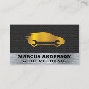 Gold Auto Repair Car Logo Business Card