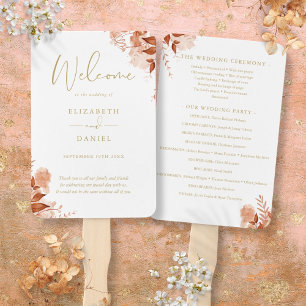 Gold Autumn Fall Floral Wedding Program Hand Fan