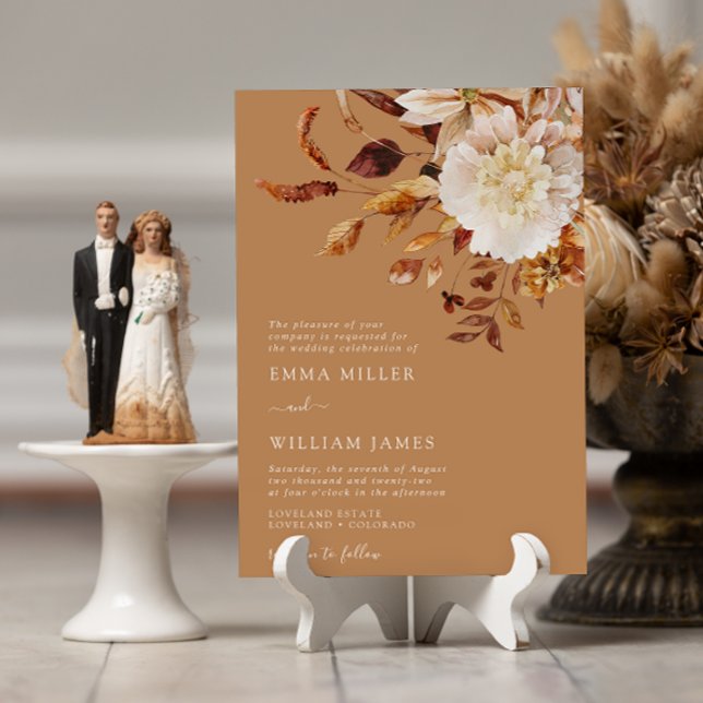 Gold Autumn Modern Watercolor Terracotta Wedding Invitation (Gold Autumn Modern Watercolor Terracotta Wedding Invitation
)